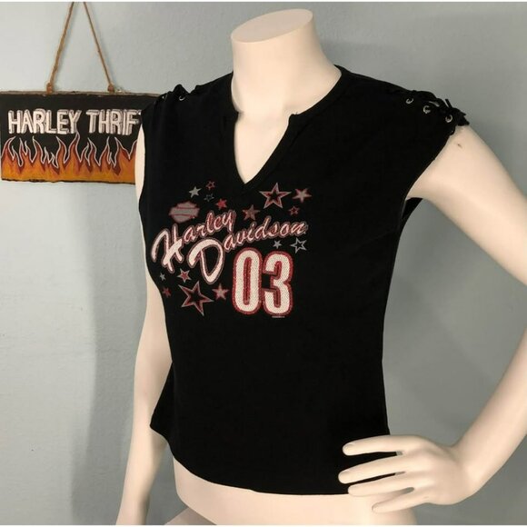 Harley-Davidson Tops - VTG 2003 Harley-Davidson Shirt Large Women, With Glitter CHICAGO, ILLINOIS